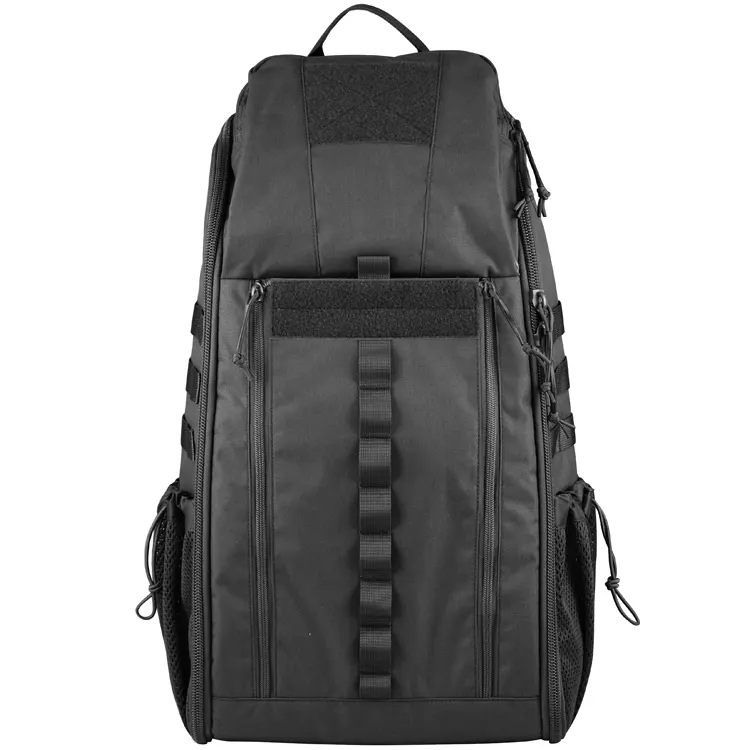 Tactical MOLLE Backpack in Black, front view