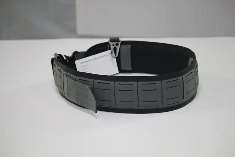 Black tactical belt with quick-release buckle