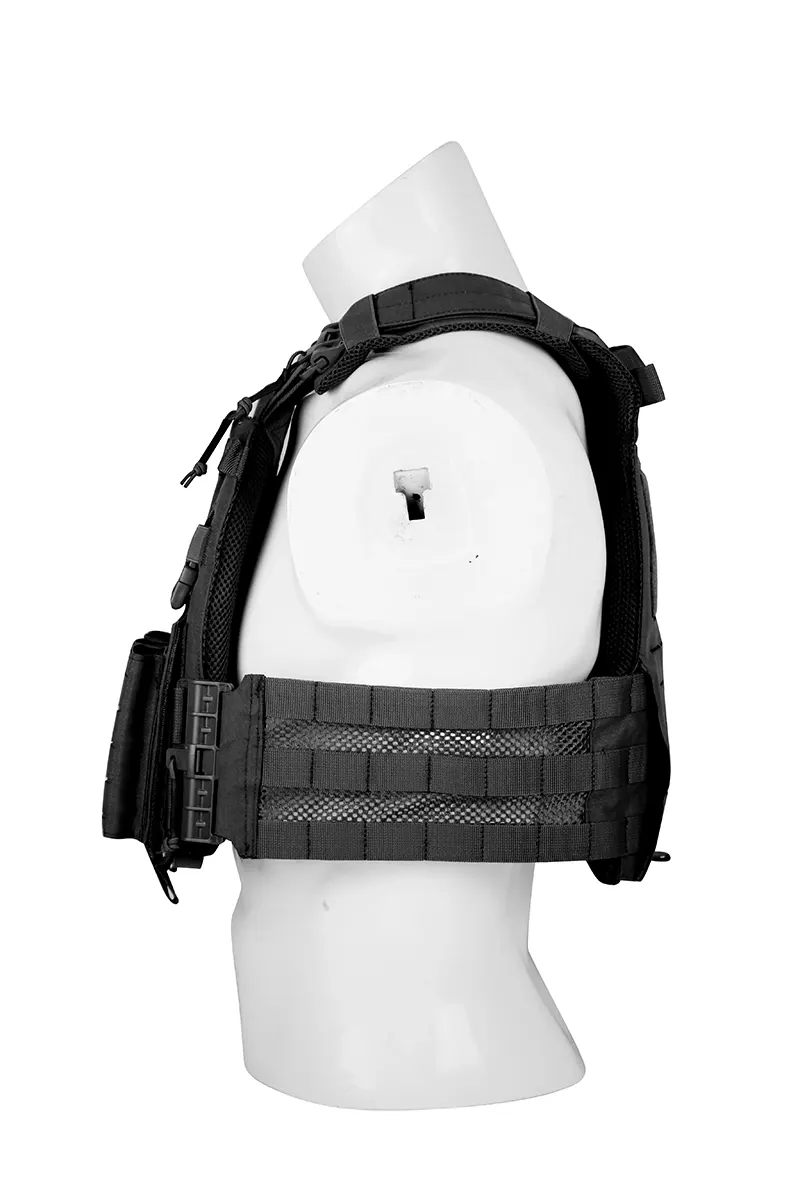 side view of a tactical quick release vest