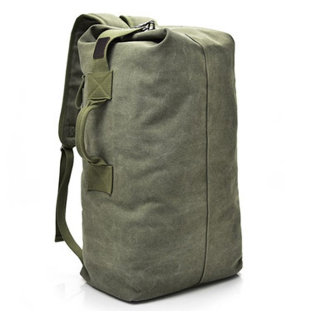 olive green canvas duffel backpack