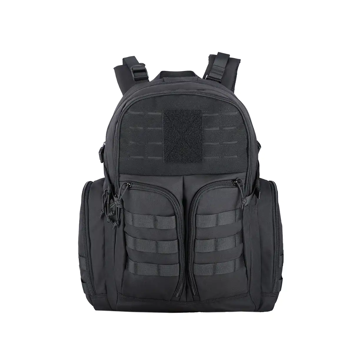 tactical backpack with dual front zippered pockets