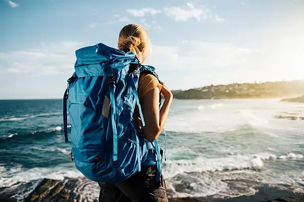 Young woman on holiday exploring nature. Sydney, Australia.