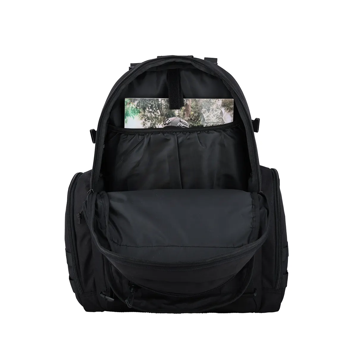 black tactical backpack with laptop sleeve