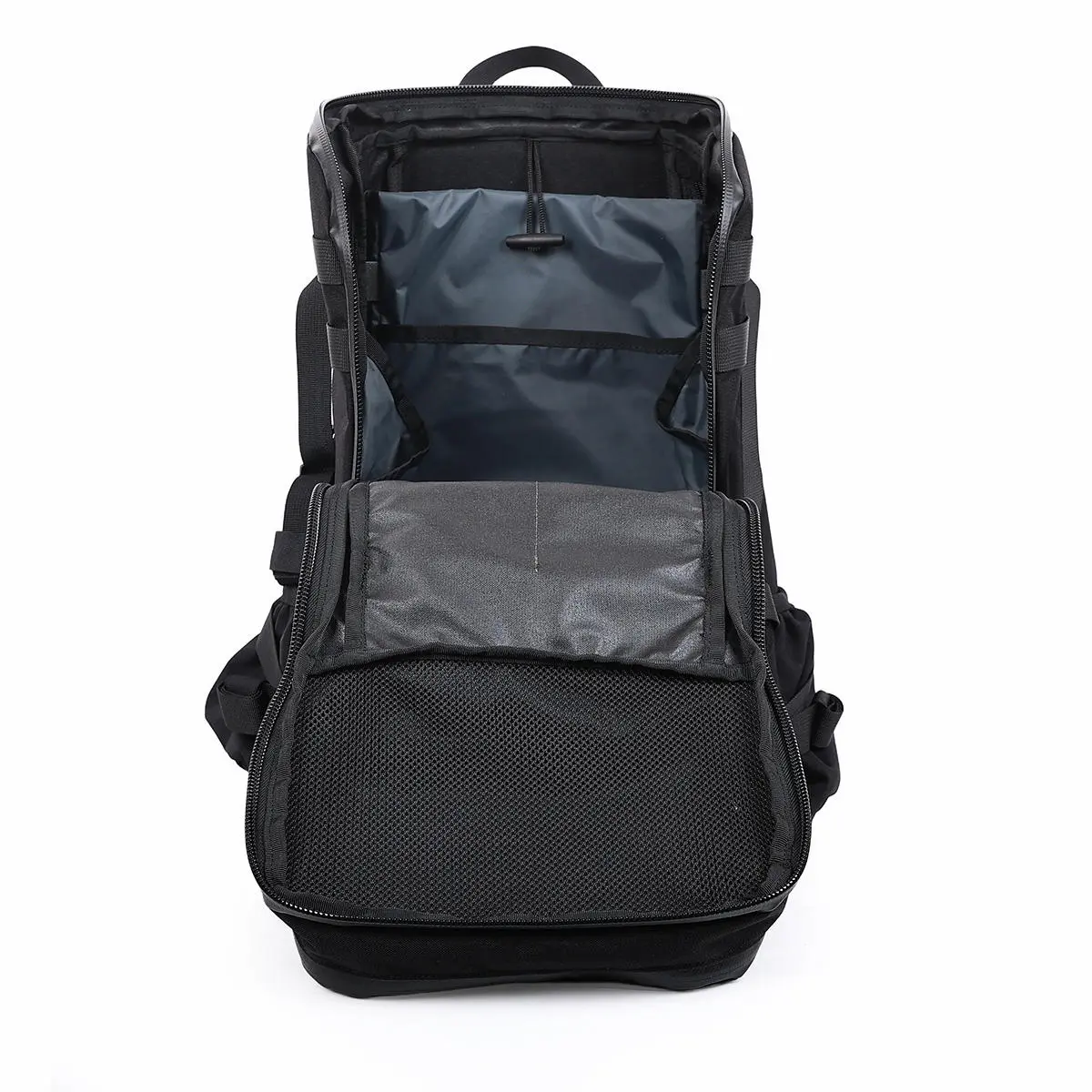 Black Tactical Backpack – Open Front with Mesh Pocket & Spacious Inner Compartment