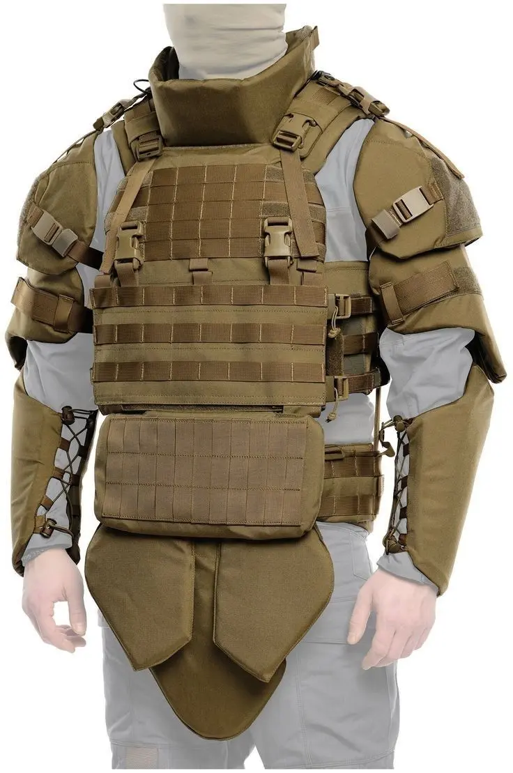 Full Tactical Armor Set – Tan Plate Carrier + Arm Guards + Extended GroinThigh Protectors