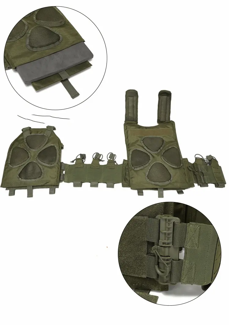 Olive Green Tactical Vest (Expanded) – Split Design, Padded Panels & Buckle Closures
