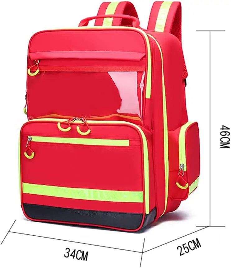 Red High-Visibility Emergency Backpack – Dimensions