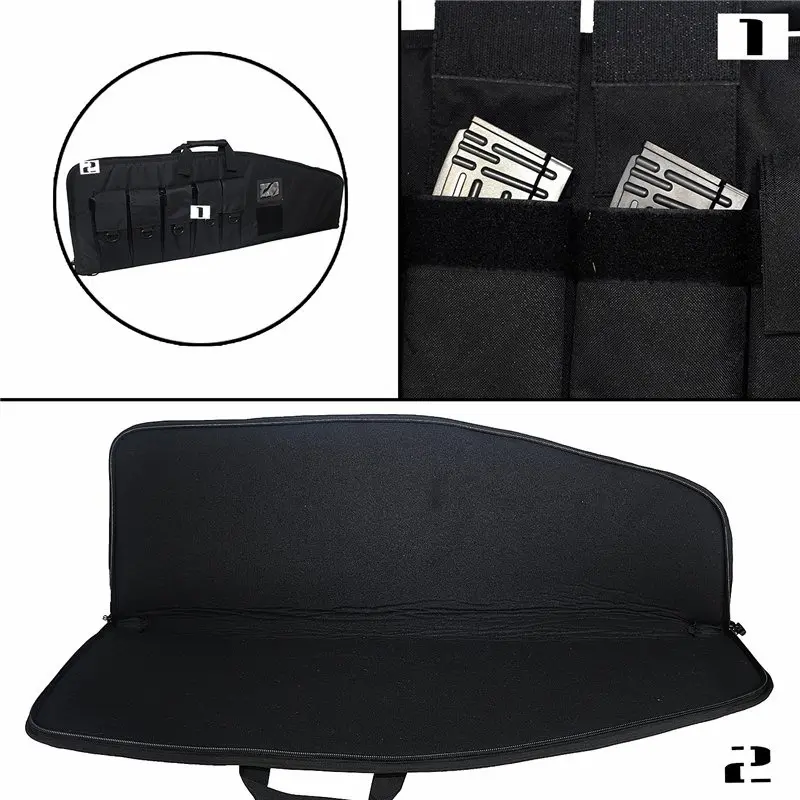 Black Padded Rifle Case with Magazine Pockets