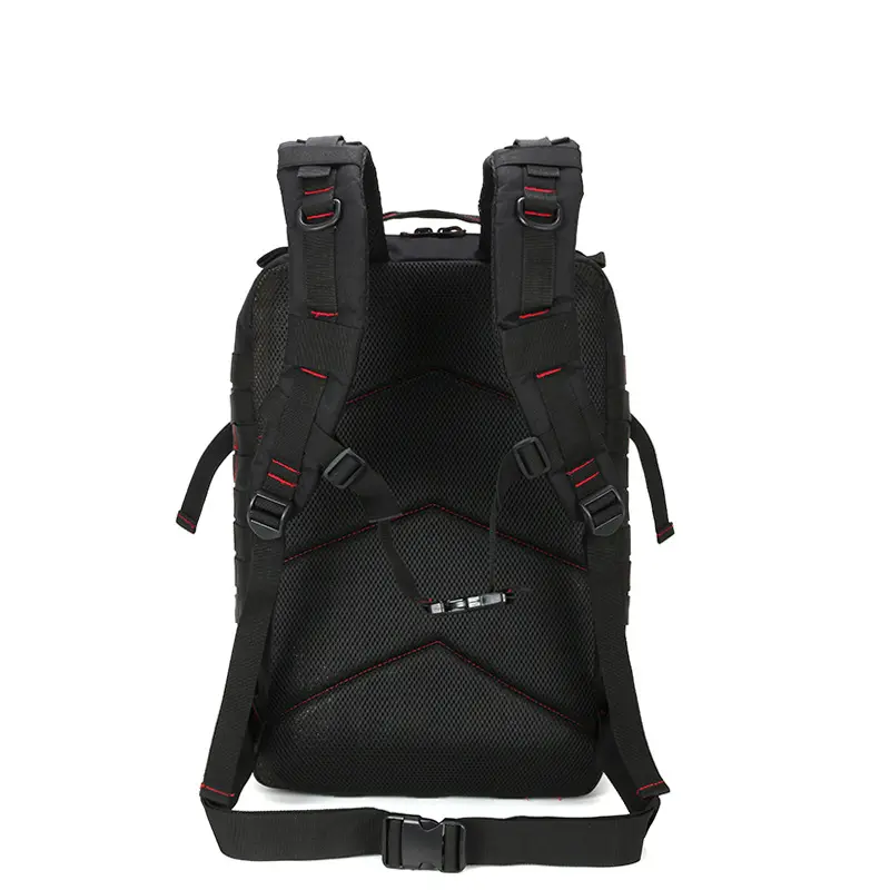 Black & Red Tactical Backpack – Padded Mesh Panel