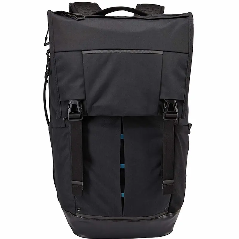 Black Roll-Top Organized Backpack
