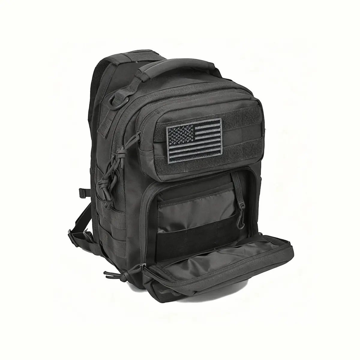 Black Tactical Sling Pack – Velcro Flag Patch Panel & External Pockets