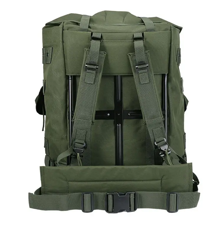 Olive Green Alice Pack (Back View) – Frame, Adjustable Shoulder Straps & Waist Strap