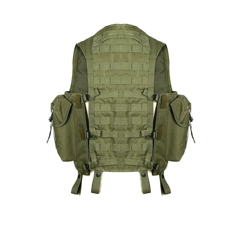 Olive Green Tactical Vest – Full MOLLE Panels & Waist Adjustment Straps