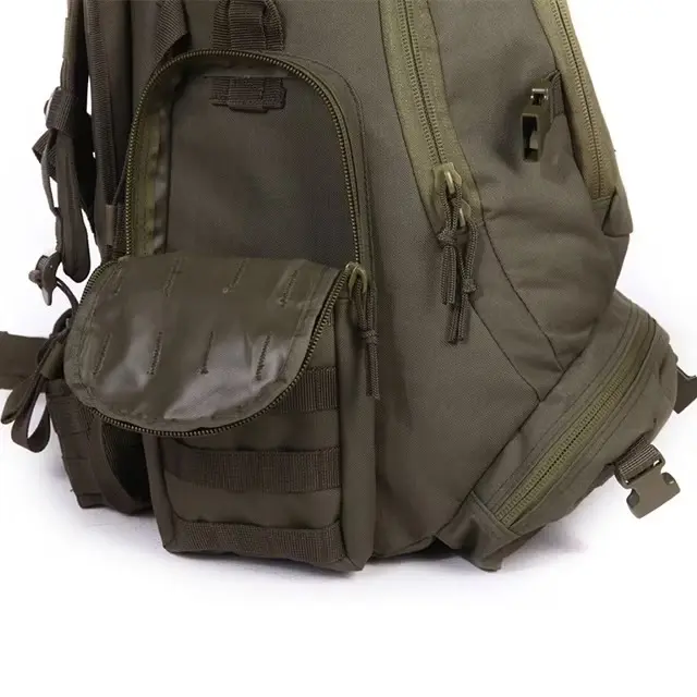 Olive Tactical Backpack – Side Zippered Pocket