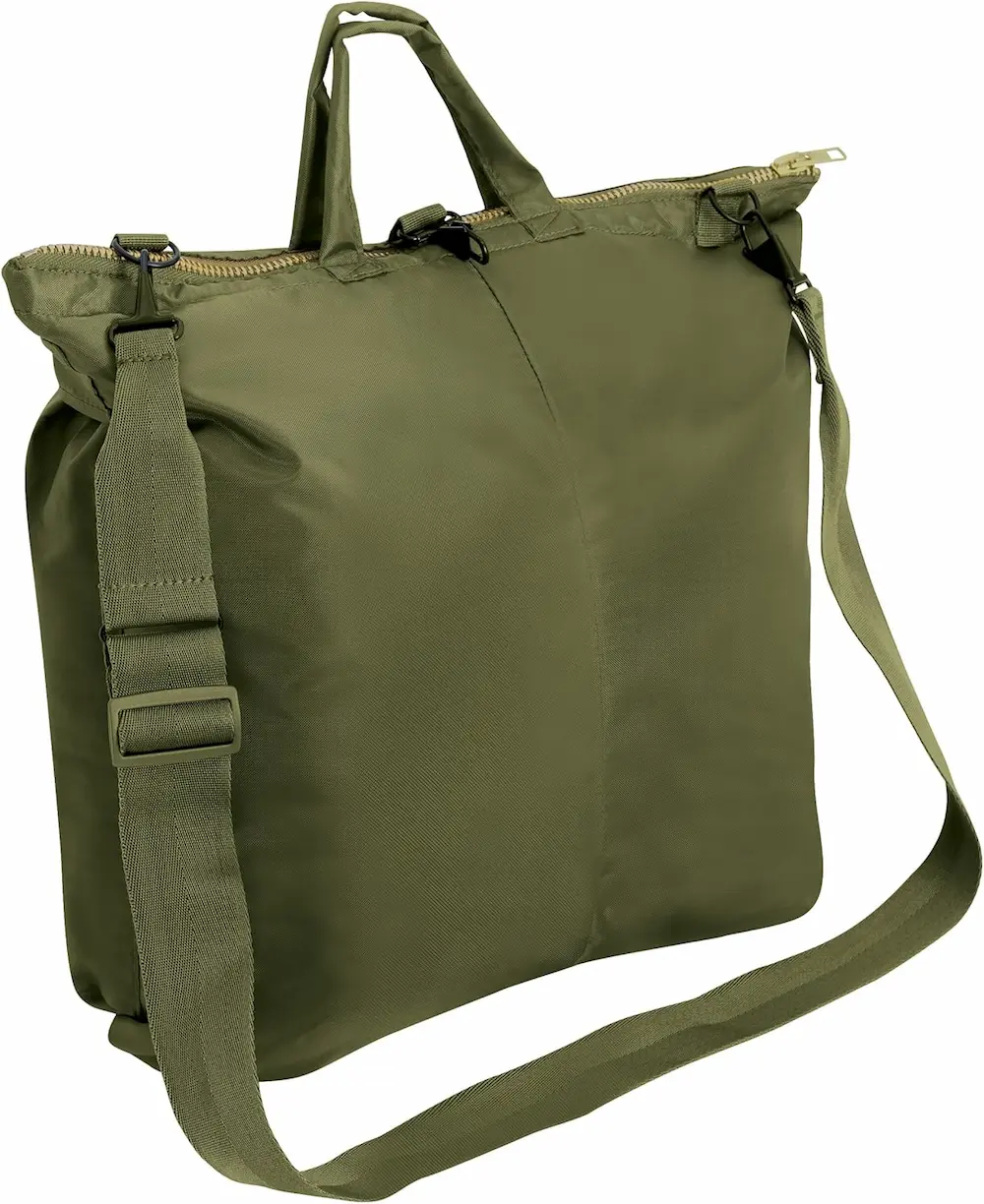Olive tactical helmet bag with single shoulder strap