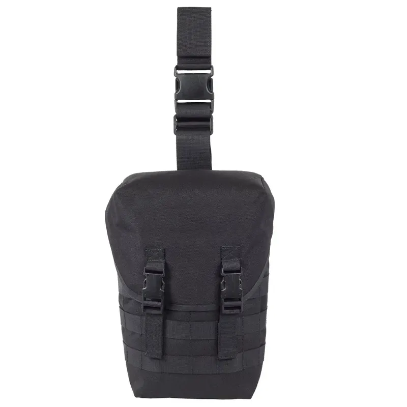 Black MOLLE drop-leg tactical gas mask pouch