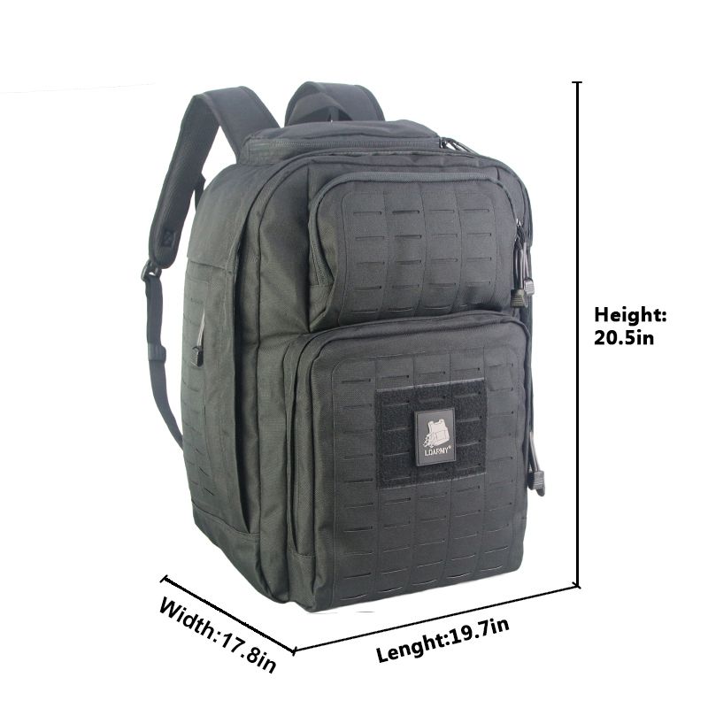 Black Laser-Cut MOLLE Tactical Backpack Dimension