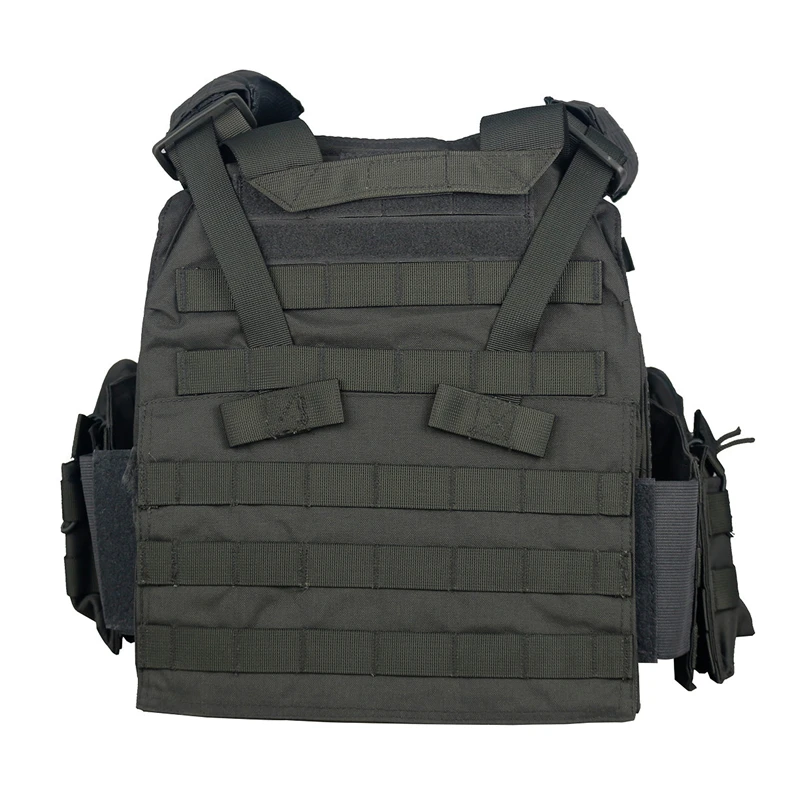 Black Modular Tactical Plate Carrier (rear MOLLE, rifle sling mount)