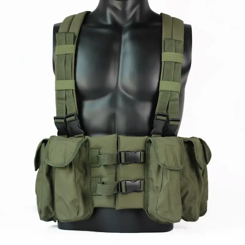 Custom Olive Drab Modular Tactical Chest Rig (front harness view)