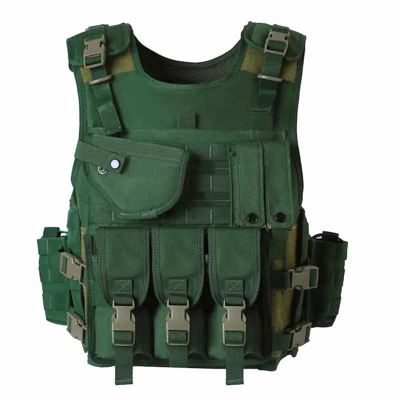 Green Adjustable MOLLE Tactical Vest (front view)