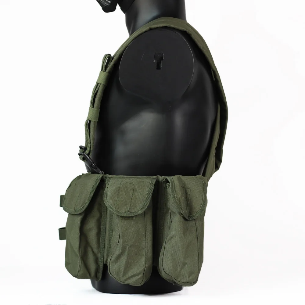 Olive Drab Modular Tactical Chest Rig (alternate side pouch view)