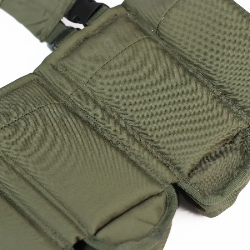 Olive Drab Modular Tactical Chest Rig (close-up pouch stitching)