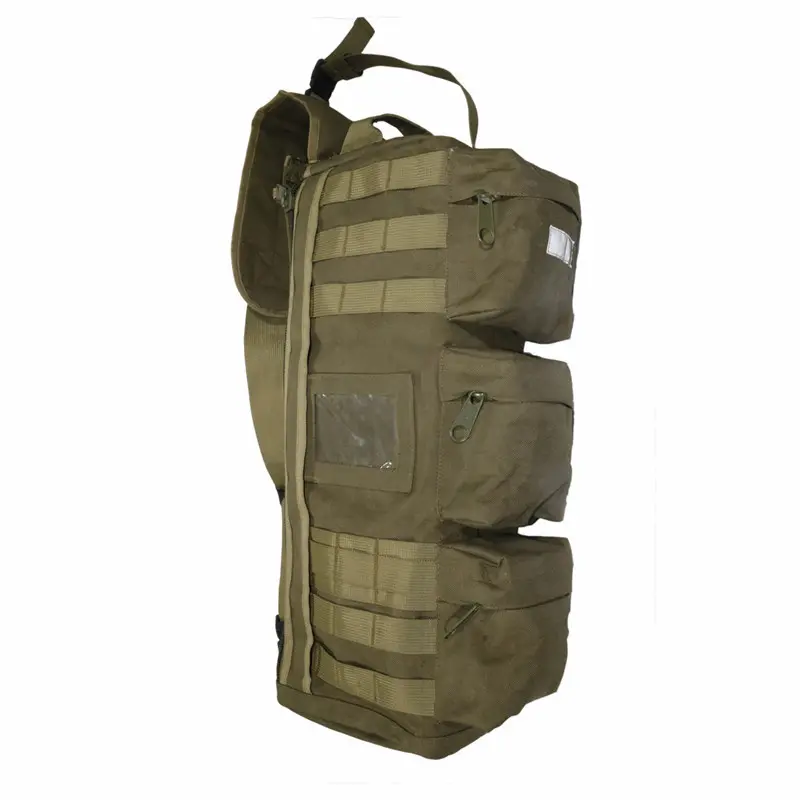 Olive Drab Tactical Sling Bag with MOLLE webbing and front pockets