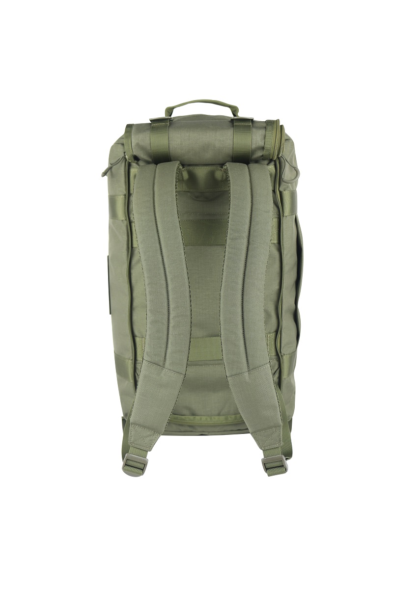 Tactical duffel backpack manufacturer back view with padded straps