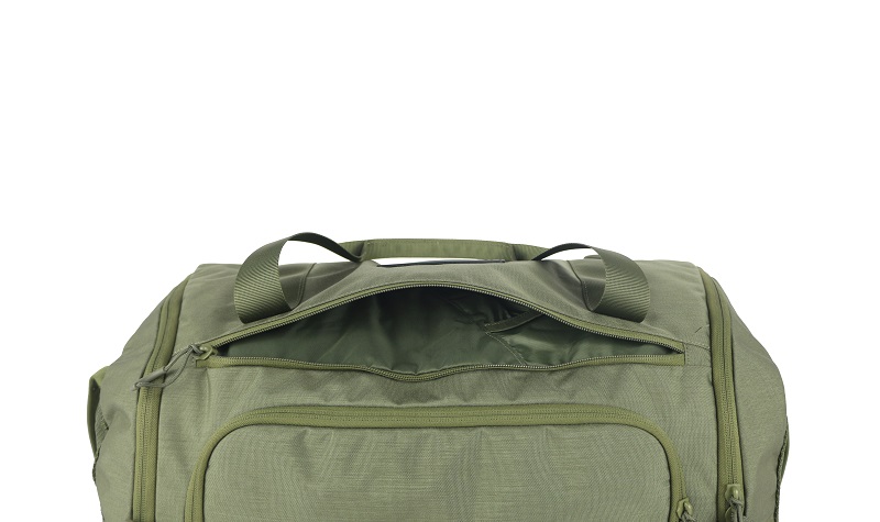 Tactical duffel backpack top zip pocket and carry handles